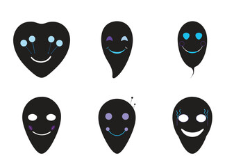 Obraz premium A whimsical collection of dark stylized faces with various colorful expressions