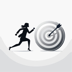 Ambition & Success VECTOR &ndash; Businesswoman Sprinting Toward Target