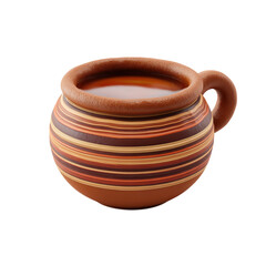 Ceramic mug with coffee on black background.