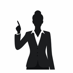 Obraz premium Confident professional woman gesturing insightfully with raised finger, conveying important business idea or instruction during a meeting.