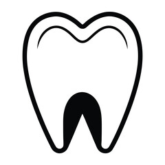 Black and white outline of a tooth with a solid black root area dental icon