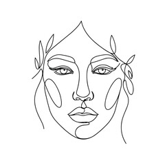 Minimal Continuous Line Art Face – Abstract Modern Portrait Vector | Boho Aesthetic Fashion T-Shirt Design | Clean Black Line on White Background
