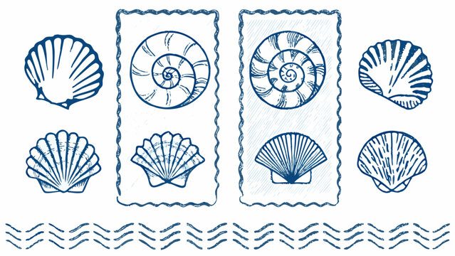 Beautiful nautical seashell collection with hand drawn style perfect for coastal designs and seaside themes