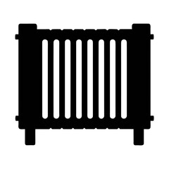 Black radiator silhouette vector graphic for home heating and cooling systems design element icon