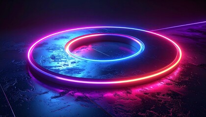 Obraz premium futuristic FOLLOW symbol illustration with neon light effects and curved lines