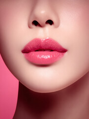 Fototapeta premium Beautiful female lips after injection of fillers.