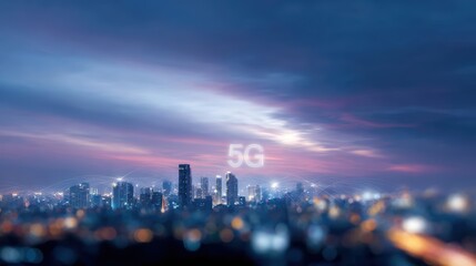 Concept image of a smart city, showcasing advanced internet and communication networks, highlighting 5G wireless and the Internet of Things.