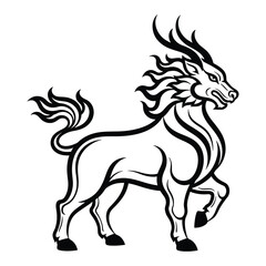 Mythical qilin creature silhouette majestic asian legend animal