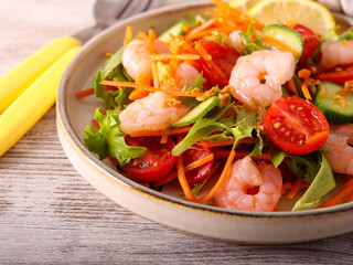 salad with shrimps and mixed vegetables