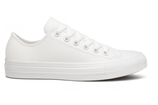 White canvas sneaker shoe isolated on transparent background