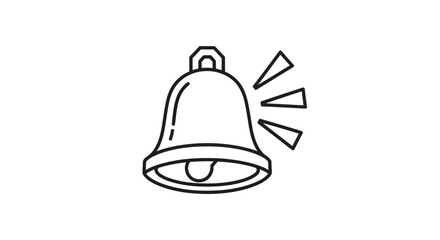 Simple Line Art Illustration of a Ringing Bell Icon.