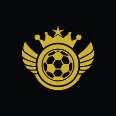 Royal Soccer Emblem with Wings and Crown