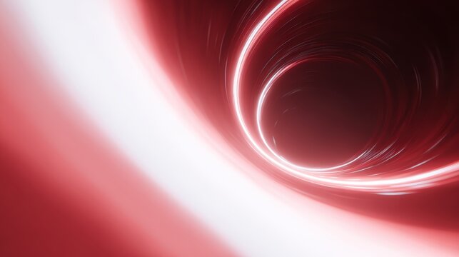Red and white glowing tunnel, wormhole travel, neon hyperspace