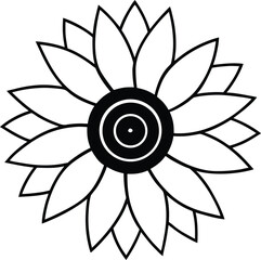 giant sunflower with spiral mandala seed pattern illustration on transparent background