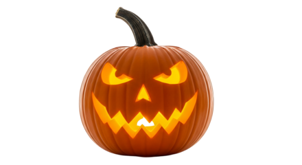 A menacing jackolantern with sharp teeth, isolated on transparent background