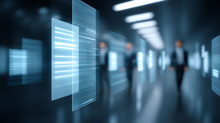 Businesspeople utilize ai technology for document management modern office environment conceptual innovation