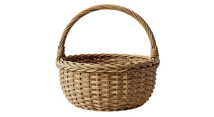 Obraz premium Wicker basket with handle isolated on transparent background