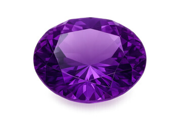Fototapeta premium Purple gemstone cut amethyst jewel isolated on transparent background
