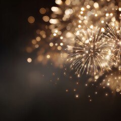 Obraz premium Magic golden holiday abstract background of sparkling fireworks. Christmas and New Year concept.