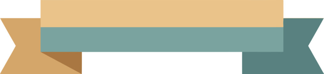 Obraz premium Retro style ribbon banner with geometric shapes for text and design elements flat design vector illustration isolated on transparent background