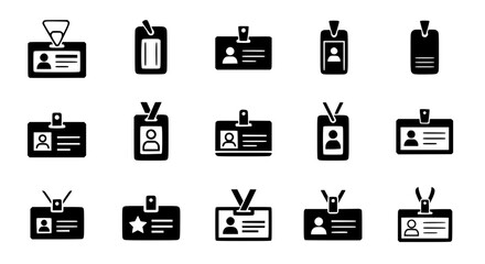 Collection of Identification Badges and Access Cards Icons