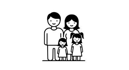 Happy Family Illustration in Simple Style