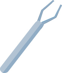 Flat vector illustration of a dental forceps tool used by dentists for gripping or extracting teeth during oral procedures.