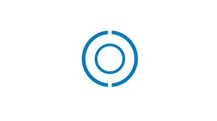 Abstract blue concentric circles icon, modern technology symbol, data targeting graphic element, digital design concept