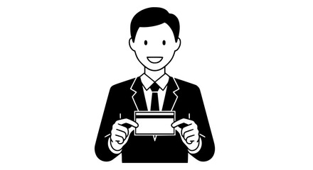 Business Professional Holding a Blank Credit Card for Payment Transactions