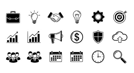 Business and Finance Icons Collection for Strategic Planning and Growth