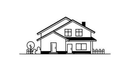 Simple House Illustration for Real Estate and Home Ownership