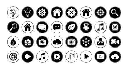 Collection of twenty five diverse circular graphic design elements