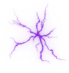 Bright colorful lightning strikes against a plain white background lightning background, abstract energy background with thunderstorm thunder strike against a transparent background. Electrical discha