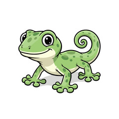 Cheerful cartoon gecko with a friendly expression on a clean background