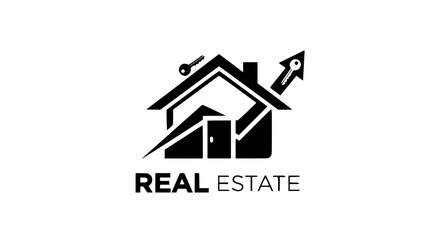 Real Estate House Keys Growth Arrow Logo