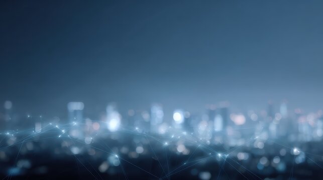 Smart digital city, imaginative visual, global connection network abstract graphic. Future 5G smart wireless digital city and social media networking systems concept.