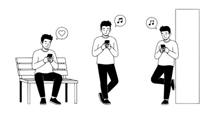 Young man using mobile phone enjoying digital content and communication