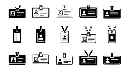 Collection of Employee and Visitor Identification Card Icons