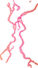 Bright colorful lightning strikes against a plain white background lightning background, abstract energy background with thunderstorm thunder strike against a transparent background. Electrical discha