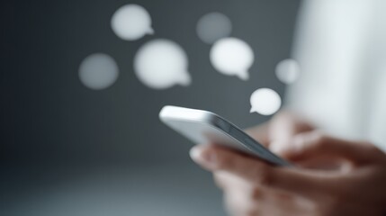 Mobile user, digital notifications, abstract social bubble, technology concept