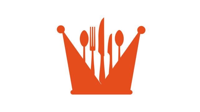 Gourmet Dining Crown with Elegant Cutlery Silhouettes. Premium Restaurant Logo Concept for Fine Dining, Chef, or Culinary Excellence. - Powered by Adobe