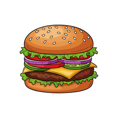 Burger, Humburger, Chicken burger, Fast food icon logo flat vector design