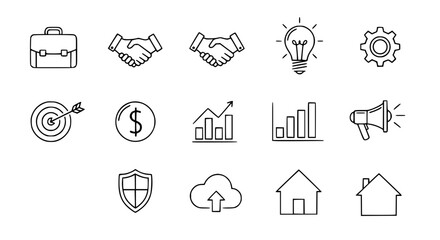 Collection of Hand Drawn Business Icons Representing Finance Growth and Success