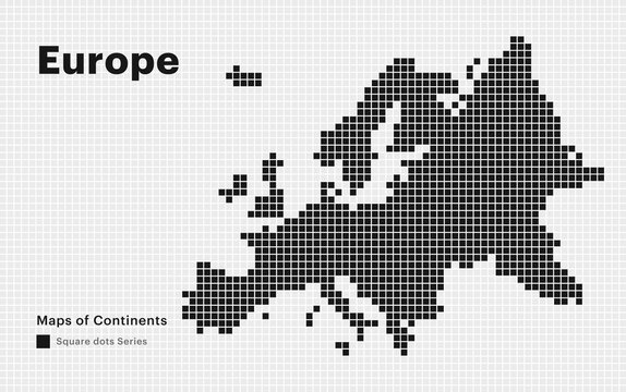 Europe continent Map with square Dots	
