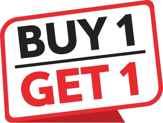 Buy one get one free offer sign for promotions and sales discounts retail business marketing flat design vector illustration isolated on transparent background