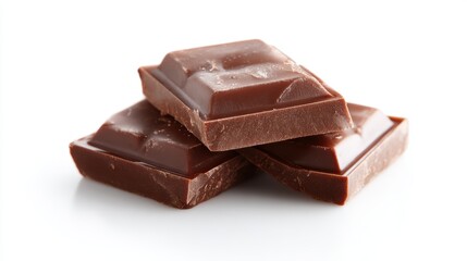 Fototapeta premium Pieces of delicious milk chocolate isolated on white.