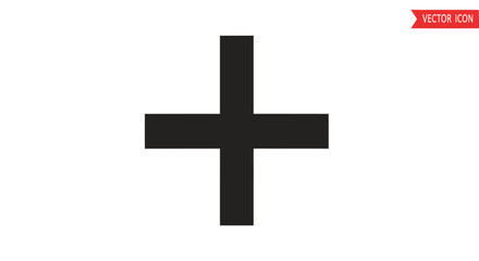 Obraz premium Simple Black Plus Sign Icon on White Background.