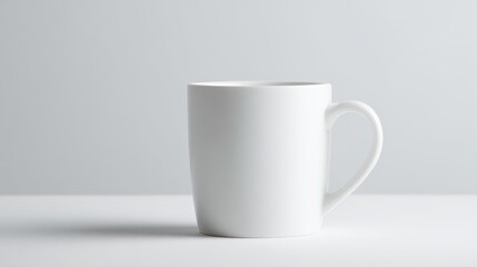 Fototapeta premium Plain white mug, simple white backdrop