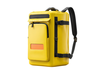 Yellow Food Delivery Backpack Front View isolated on a transparent background