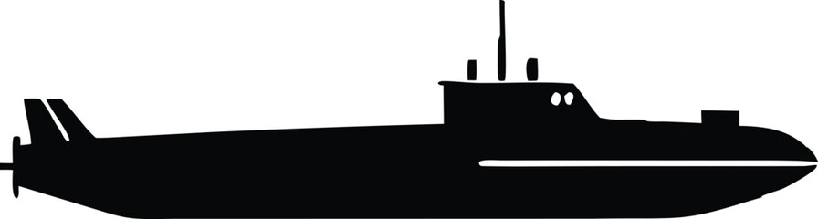 Submarine silhouette vector icon. Underwater vehicle symbol